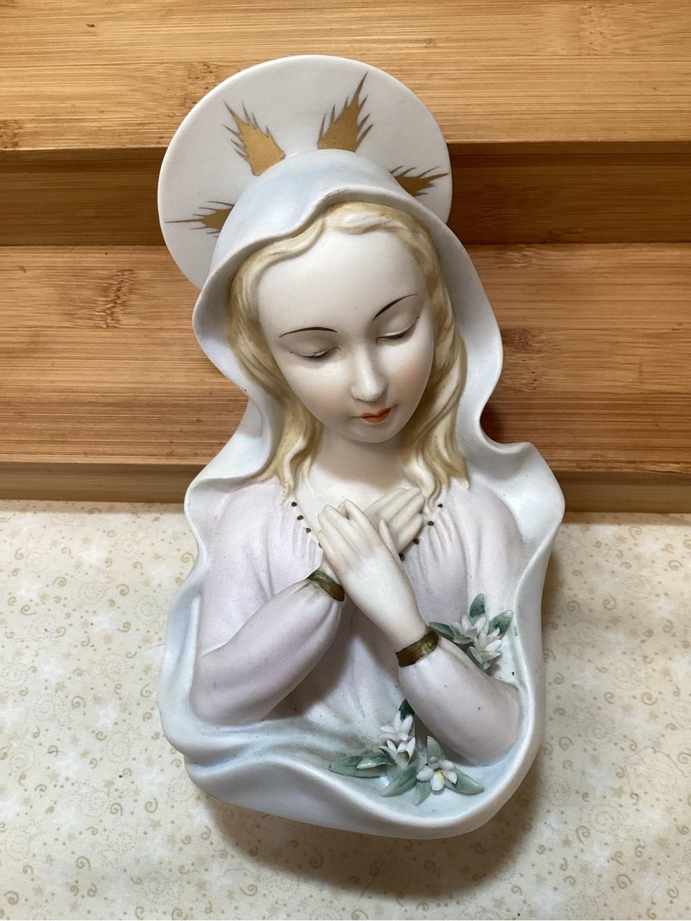 LEFTON China Madonna Bust Sculpture KW1462 Vintage Religious Hand Painted